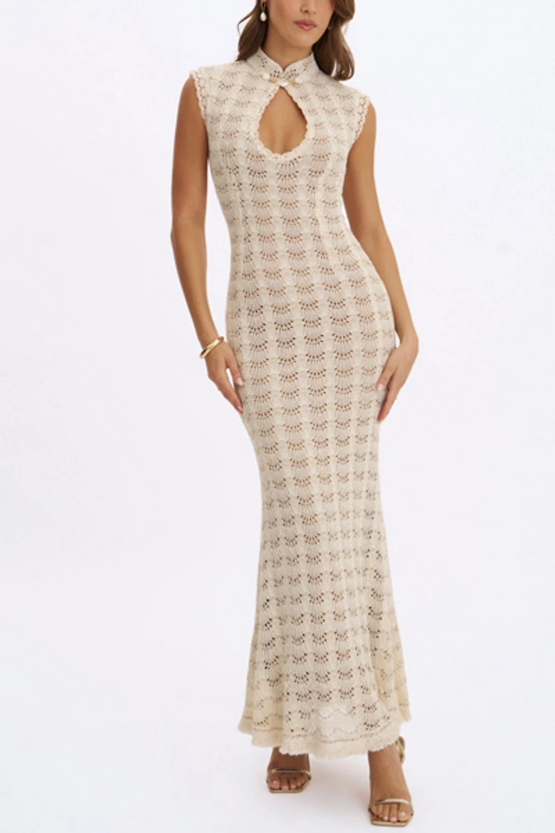 Miss Circle Xylona Crochet Teardrop Neckline Mermaid Maxi Dress