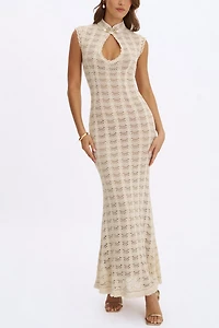 Miss Circle Xylona Crochet Teardrop Neckline Mermaid Maxi Dress
