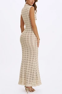 Miss Circle Xylona Crochet Teardrop Neckline Mermaid Maxi Dress