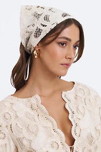 Miss Circle Janie Cotton Lace Triangle Head Scarf