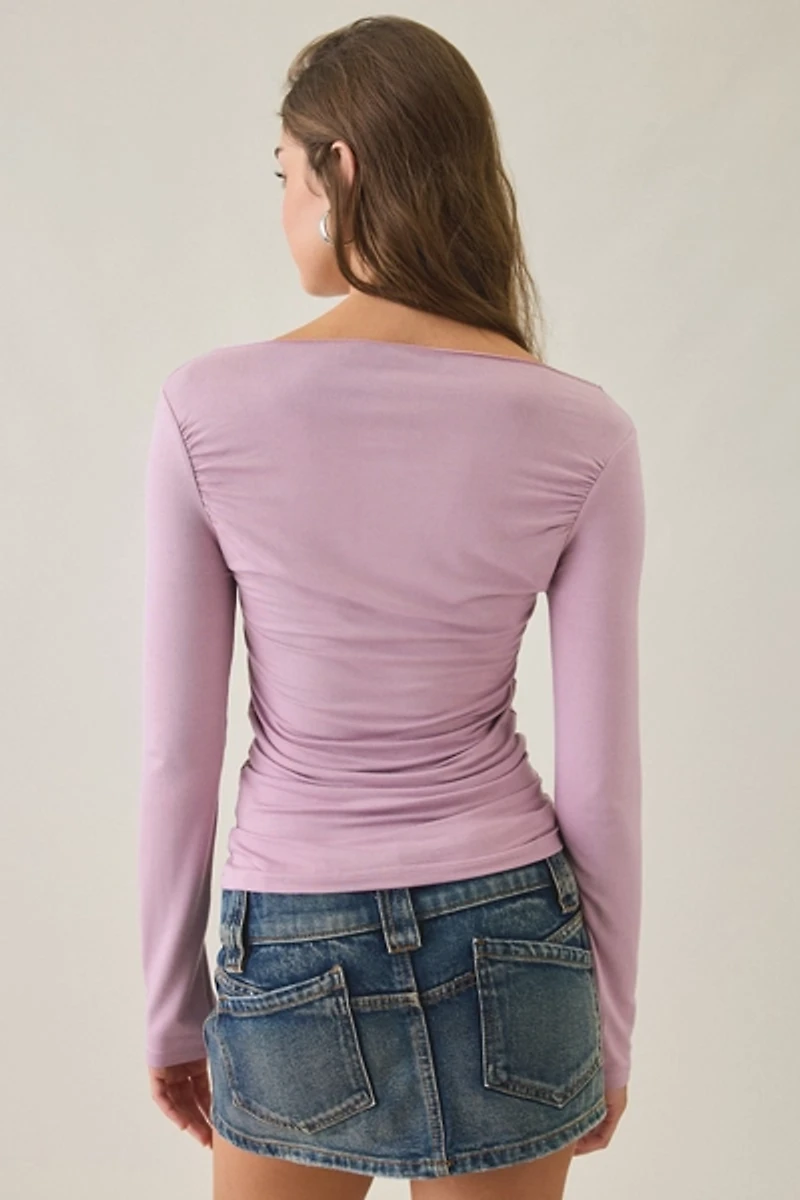 Hopeless Romantique Graphic Slash Neck Long Sleeve Tee