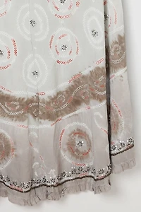 Vintage Y2k Embroidered Silk Skirt with Sequins & Beading