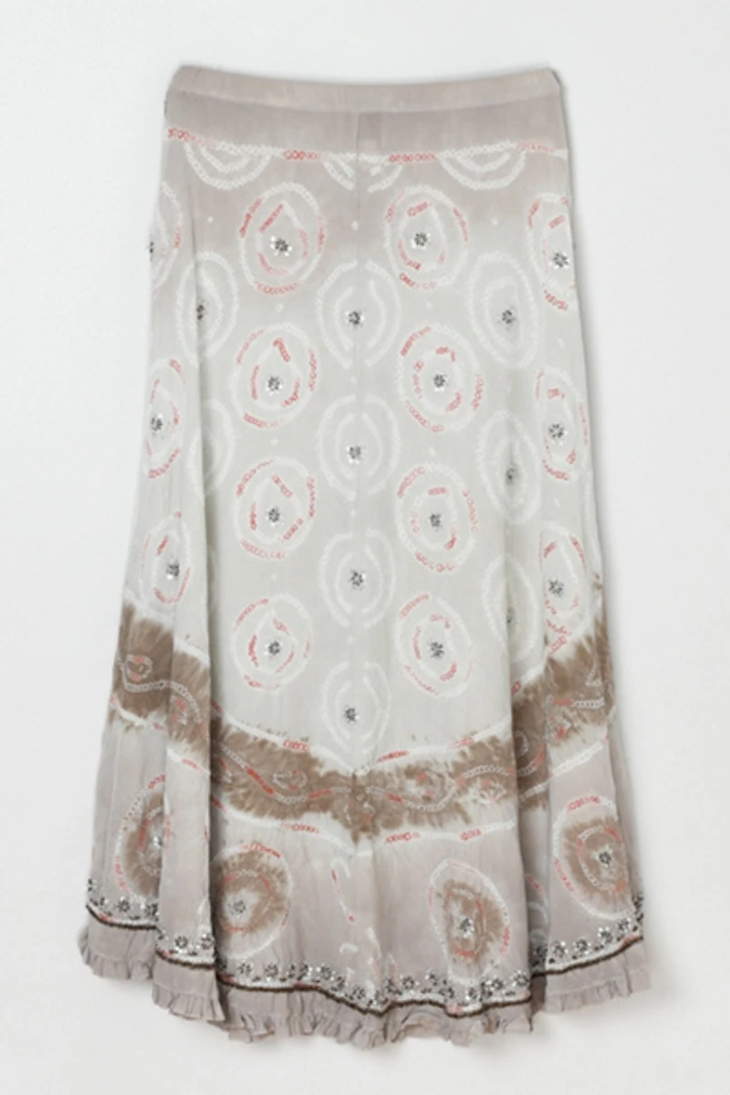 Vintage Y2k Embroidered Silk Skirt with Sequins & Beading
