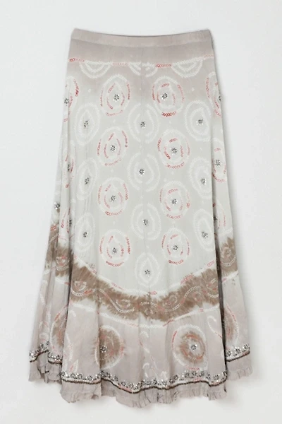 Vintage Y2k Embroidered Silk Skirt with Sequins & Beading