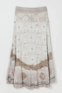 Vintage Y2k Embroidered Silk Skirt with Sequins & Beading