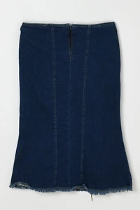 Vintage Y2k Rawhide-Laced Denim Midi Skirt