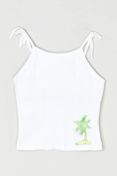 Vintage Y2k Palm Tree Crop Top with Tied Straps