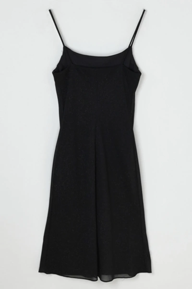 Vintage Y2k Shimmery Black Ruched Midi Dress