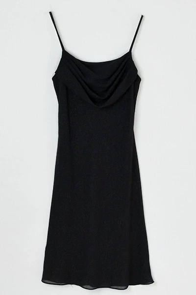 Vintage Y2k Shimmery Black Ruched Midi Dress