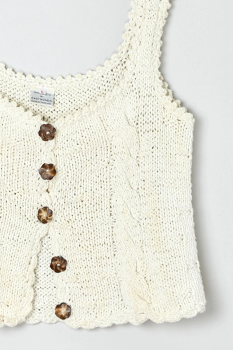 Vintage Y2k Cream Cable Knit Crop Top