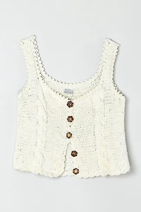 Vintage Y2k Cream Cable Knit Crop Top