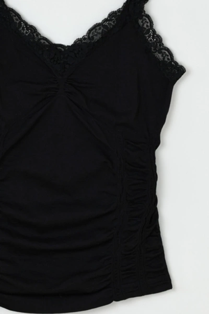 Vintage Y2k Lace-Edged Ruched Top