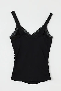 Vintage Y2k Lace-Edged Ruched Top