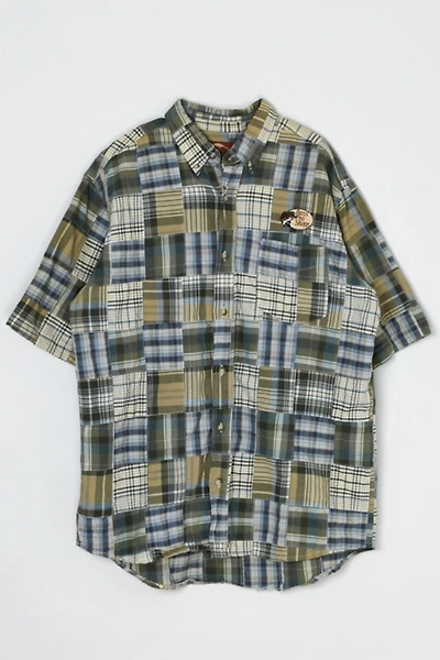 Vintage 90s Bass Pro Shops Patch-Plaid Short-Sleeve Button-Down