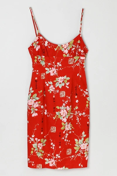 Vintage Y2k Floral Midi Dress with Tie