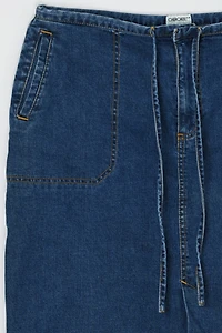 Vintage Y2k Tied Denim Midi Skirt