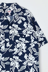 Vintage 90s Navy & White Hawaiian Shirt