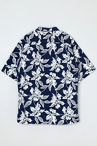 Vintage 90s Navy & White Hawaiian Shirt