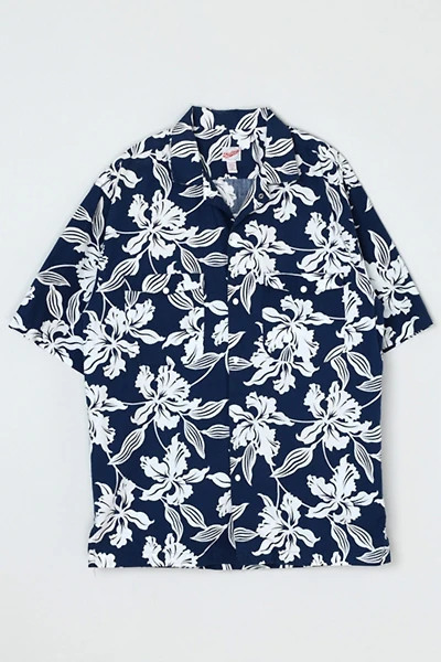 Vintage 90s Navy & White Hawaiian Shirt
