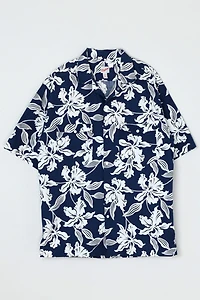 Vintage 90s Navy & White Hawaiian Shirt