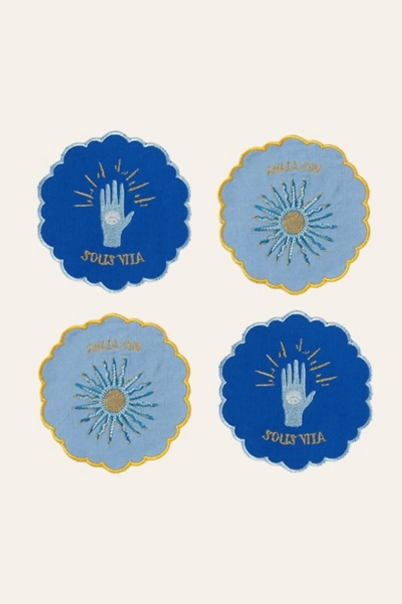 Zsa Zsa Zsu Embroidered Cotton Coaster Set