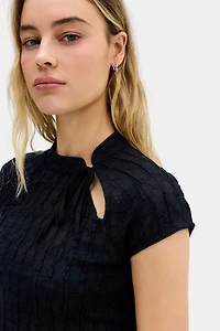 UO Aysha Keyhole Detail Band Collar Cap Sleeve Top