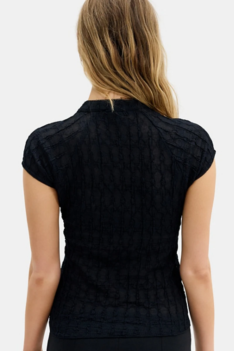 UO Aysha Keyhole Detail Band Collar Cap Sleeve Top