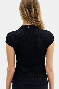 UO Aysha Keyhole Detail Band Collar Cap Sleeve Top