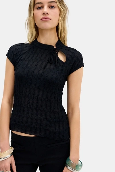 UO Aysha Keyhole Detail Band Collar Cap Sleeve Top