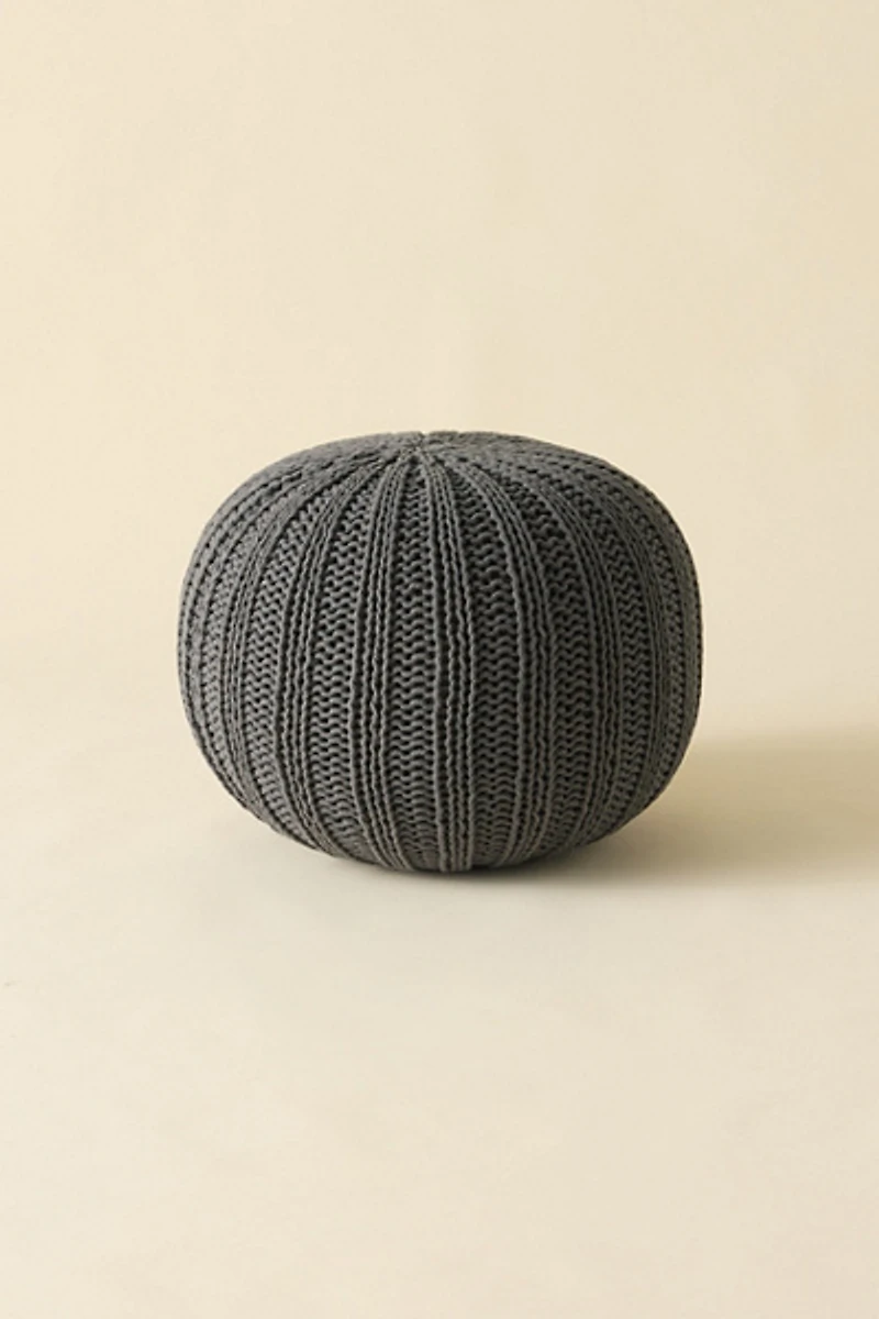 Round Cable Knit Floor Pouf