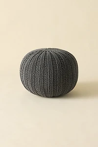 Round Cable Knit Floor Pouf