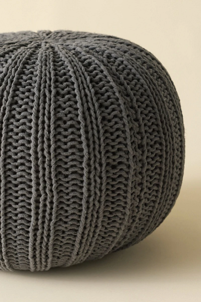 Round Cable Knit Floor Pouf
