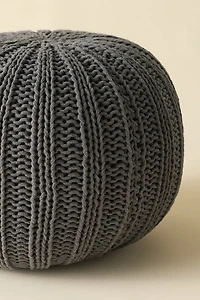 Round Cable Knit Floor Pouf
