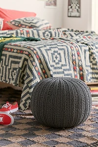 Round Cable Knit Floor Pouf