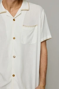 Rhythm Linen-Blend Whip Stitch Short Sleeve Shir