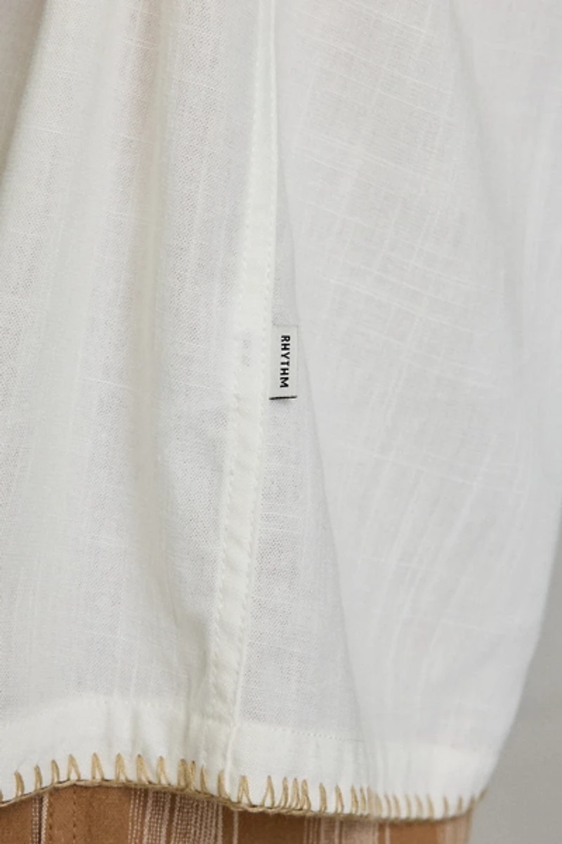 Rhythm Linen-Blend Whip Stitch Short Sleeve Shir