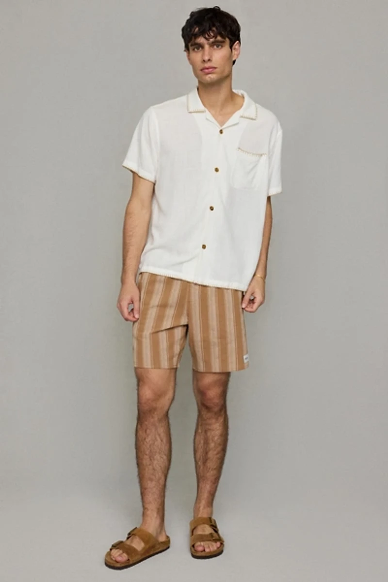 Rhythm Linen-Blend Whip Stitch Short Sleeve Shir