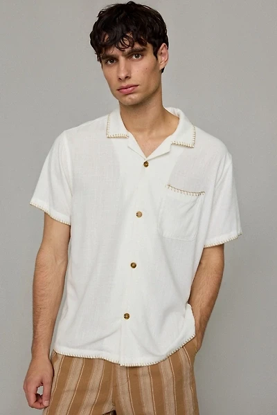 Rhythm Linen-Blend Whip Stitch Short Sleeve Shir