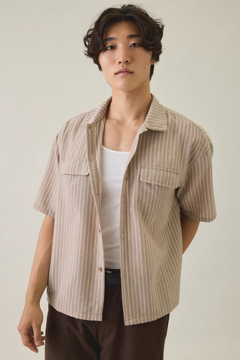 Rhythm Floragraph Textured Stripe Short Sleeve Shirt