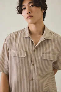 Rhythm Floragraph Textured Stripe Short Sleeve Shirt