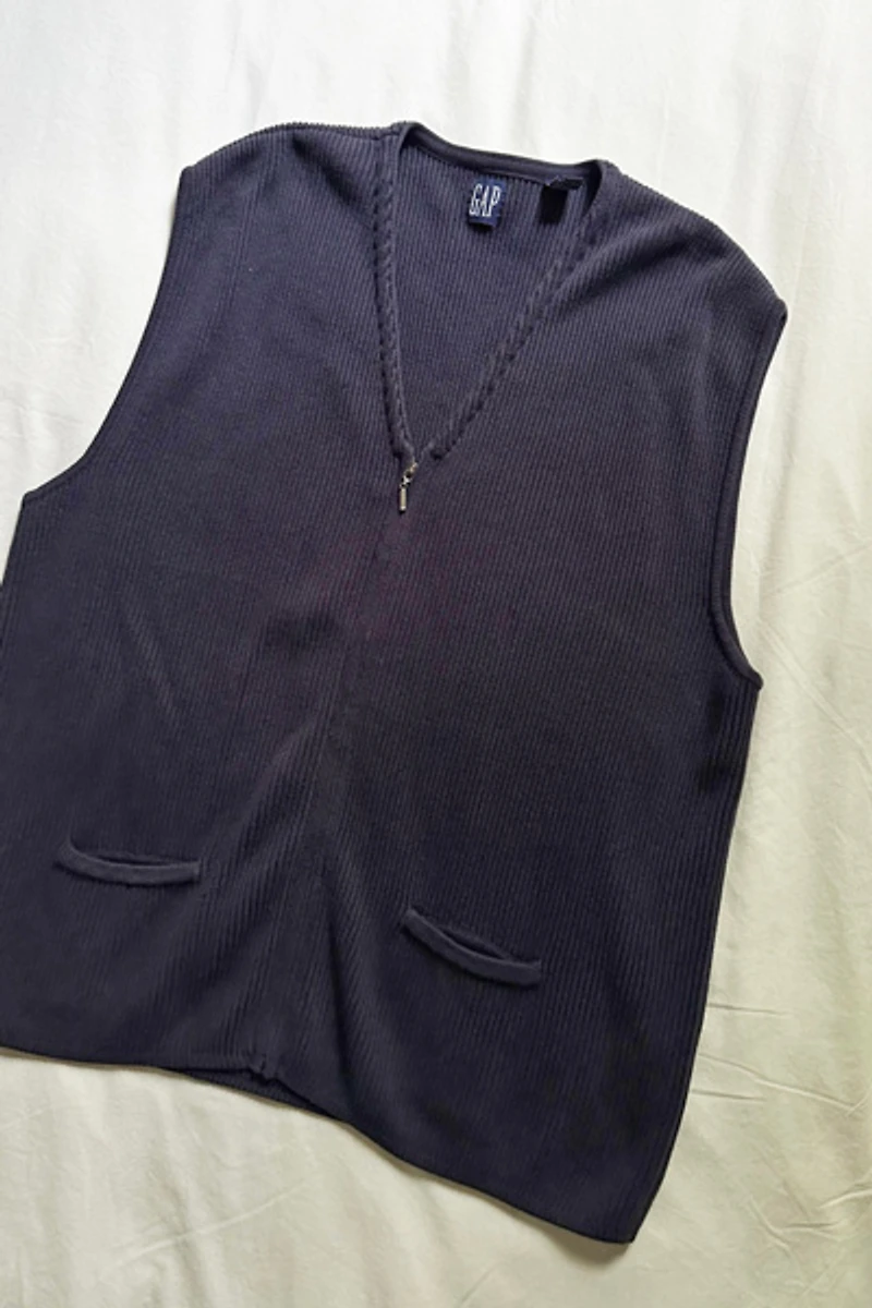 Vintage GAP Cotton Rib Navy Sweater Vest