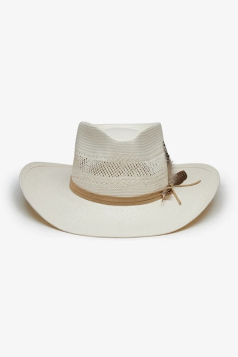 Wyeth Avita Feather Trim Straw Cowboy Hat