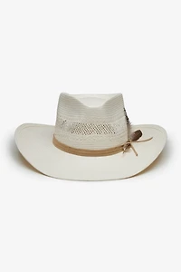 Wyeth Avita Feather Trim Straw Cowboy Hat