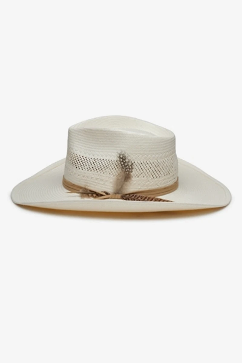 Wyeth Avita Feather Trim Straw Cowboy Hat
