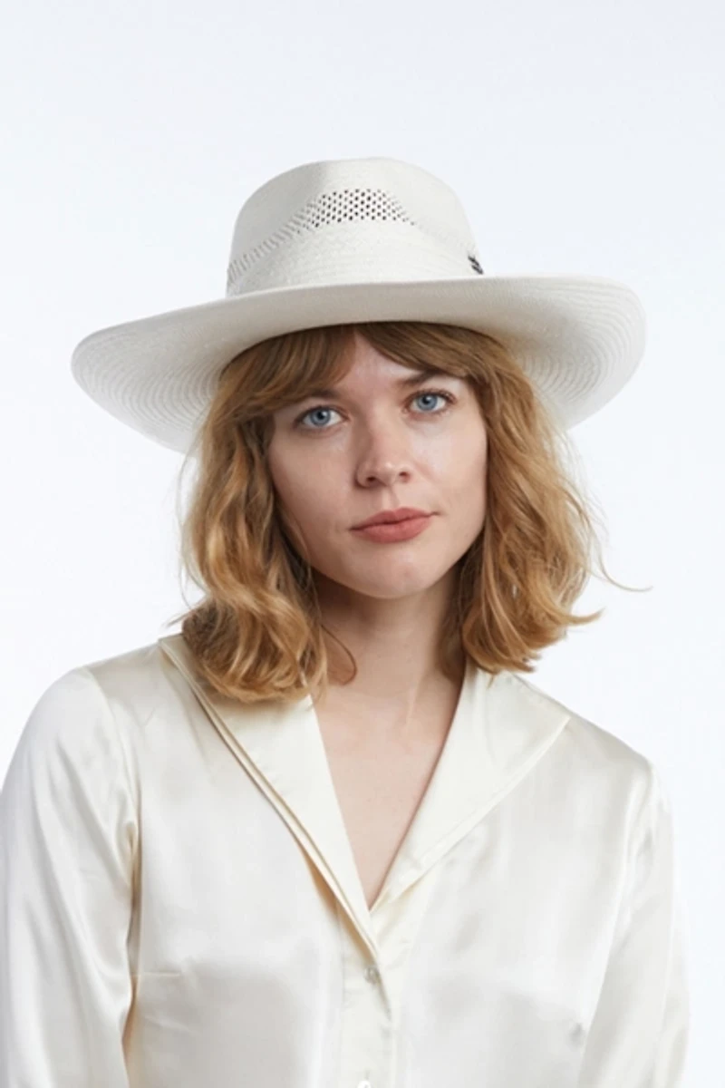 Wyeth Avita Feather Trim Straw Cowboy Hat