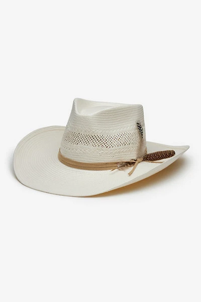 Wyeth Avita Feather Trim Straw Cowboy Hat
