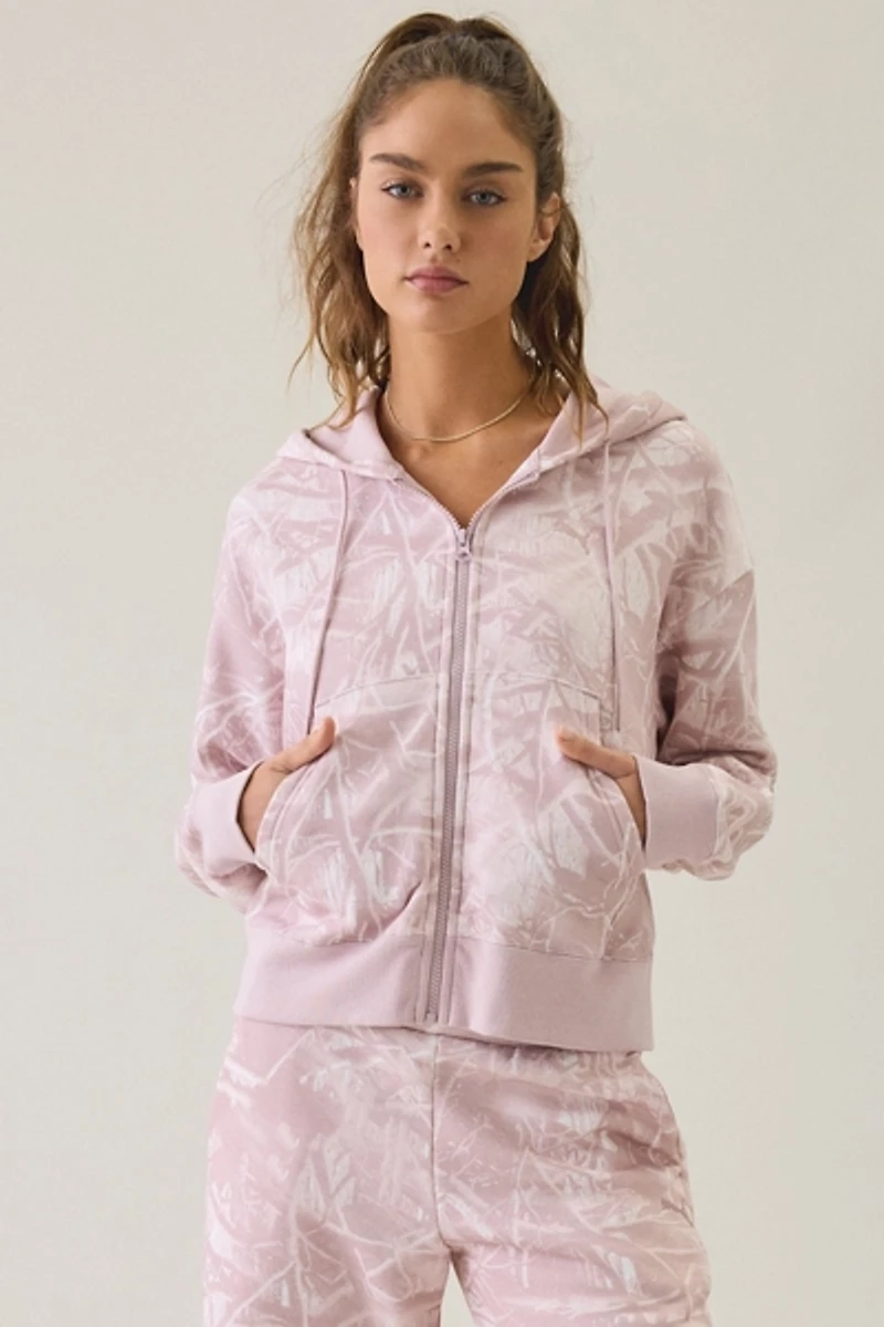 Puma Essentials Camo Print Relaxed Zip-Up Hoodie Sweatshirt