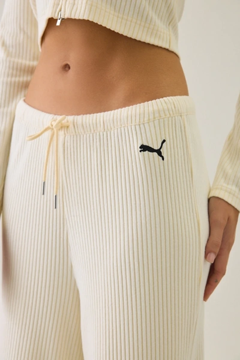 Puma Essentials Ribbed Wide Leg Sweatpants