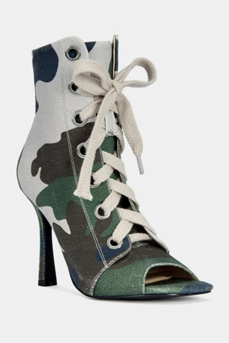 Azalea Wang Camo Rooftop Stiletto Bootie
