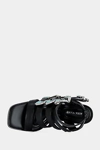 Azalea Wang Raeanne Western Buckle Block Sandal